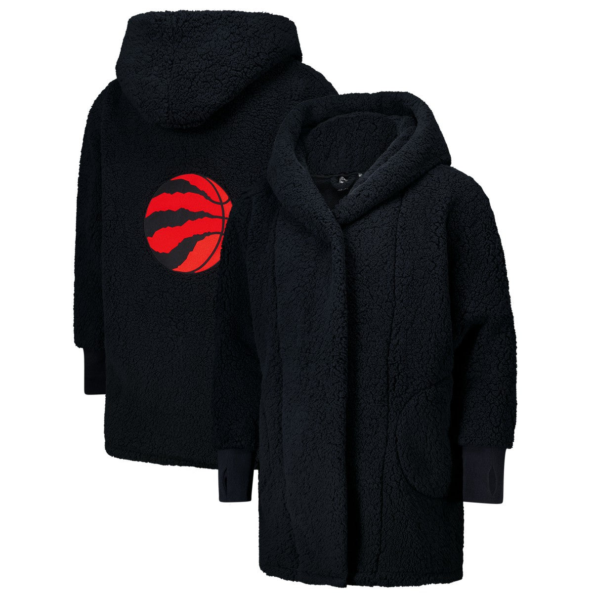 The Best Lounger in the World By Jill Martin Toronto Raptors Unisex Black Oversized Open-Front Hoodie Sweater - NBA