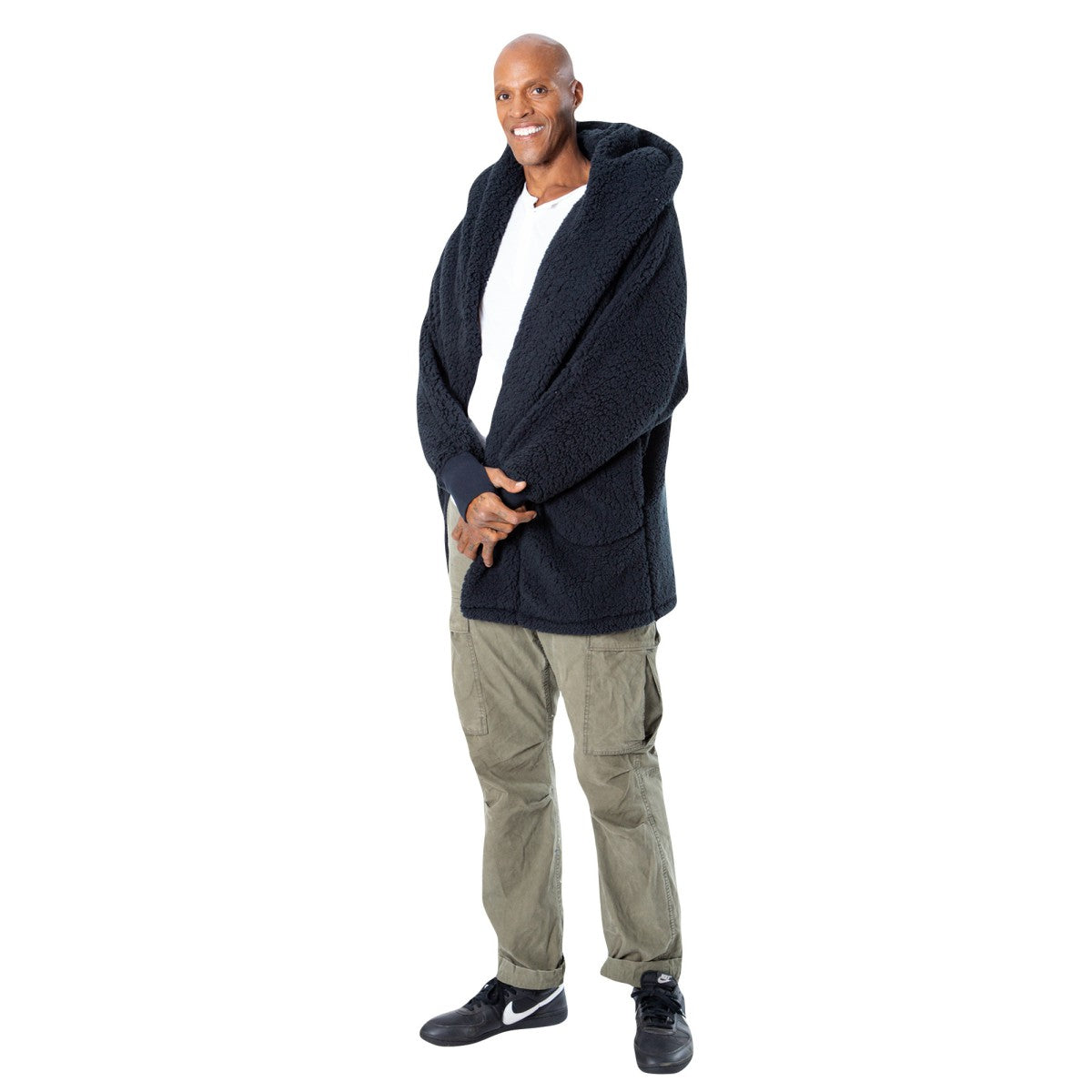 The Best Lounger in the World By Jill Martin Toronto Raptors Unisex Black Oversized Open-Front Hoodie Sweater - NBA