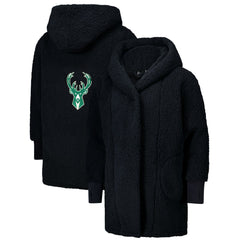 The Best Lounger in the World By Jill Martin Milwaukee Bucks Unisex Black Oversized Open-Front Hoodie Sweater - NBA