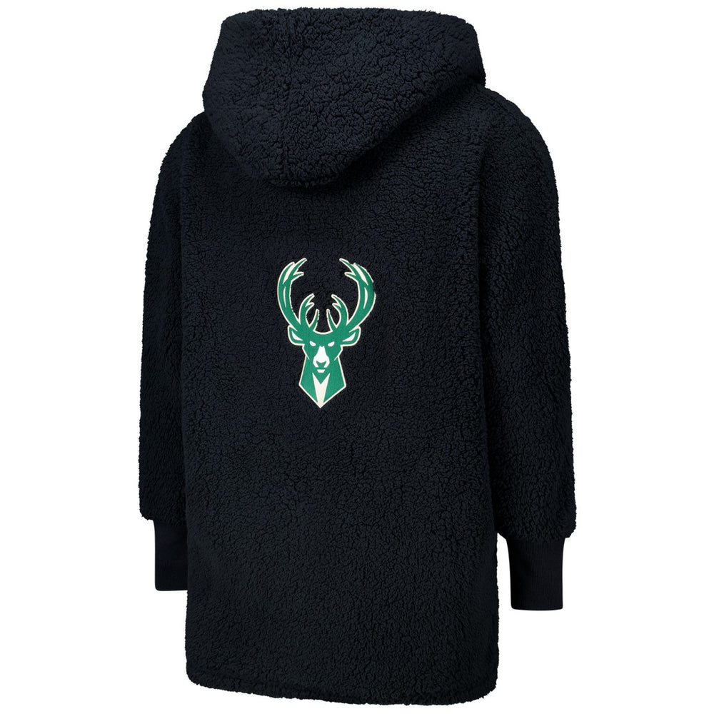 The Best Lounger in the World By Jill Martin Milwaukee Bucks Unisex Black Oversized Open-Front Hoodie Sweater - NBA