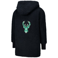 The Best Lounger in the World By Jill Martin Milwaukee Bucks Unisex Black Oversized Open-Front Hoodie Sweater - NBA
