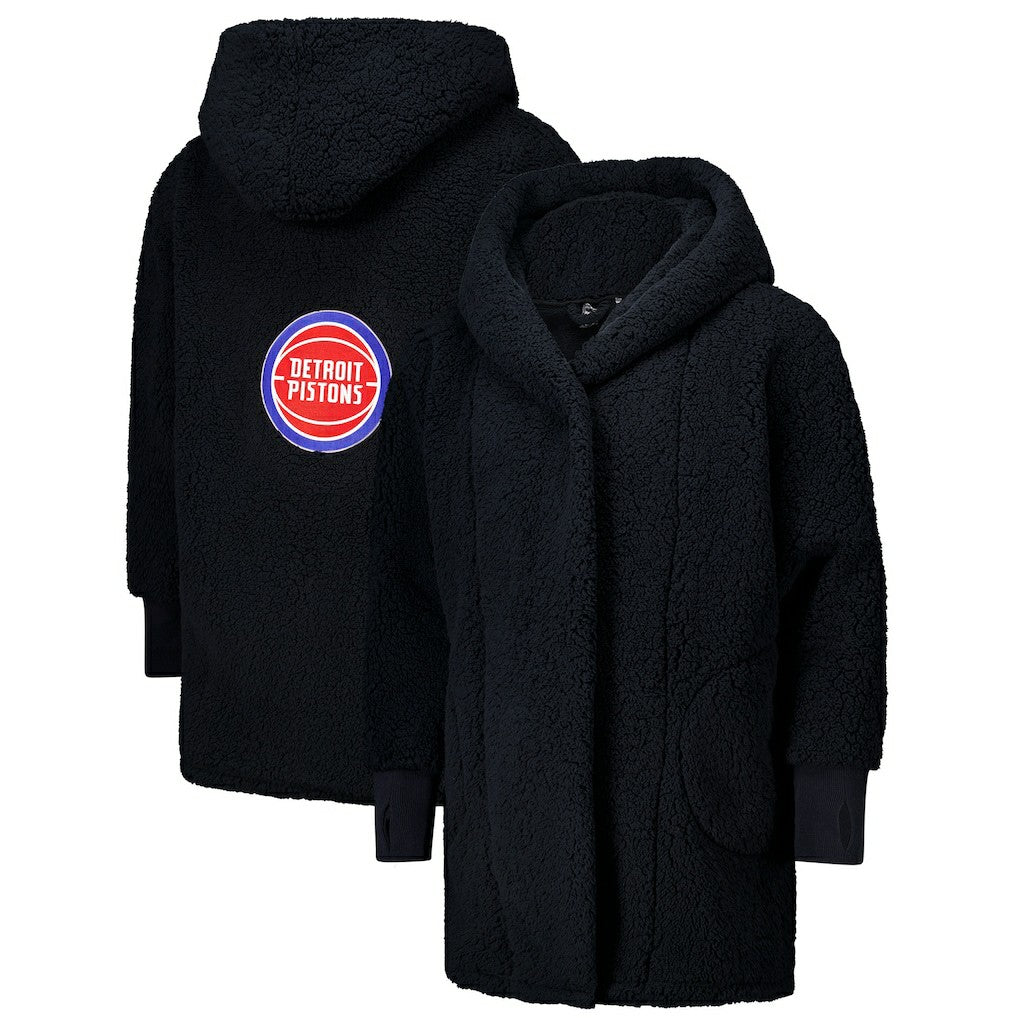 The Best Lounger in the World By Jill Martin Detroit Pistons Unisex Black Oversized Open-Front Hoodie Sweater - NBA