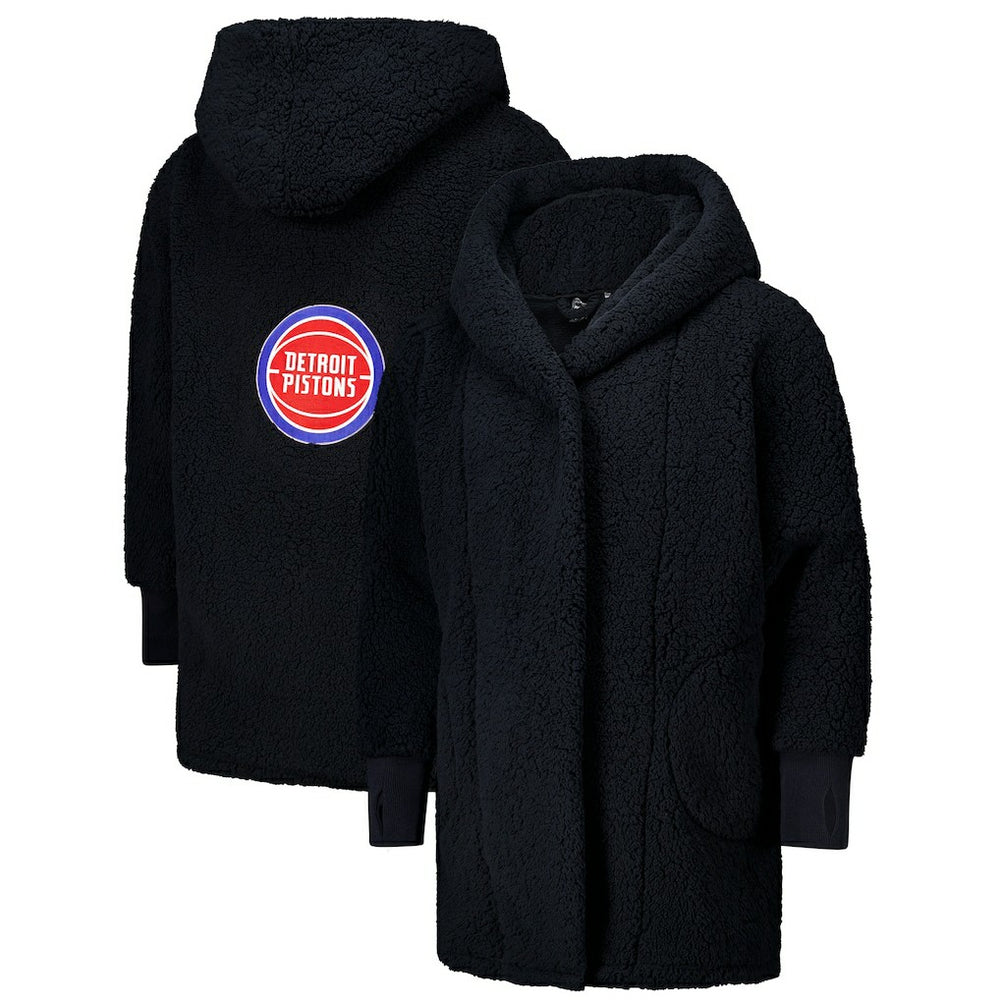 The Best Lounger in the World By Jill Martin Detroit Pistons Unisex Black Oversized Open-Front Hoodie Sweater - NBA