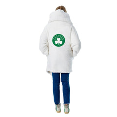 The Best Lounger in the World By Jill Martin Boston Celtics Unisex Cream Oversized Open-Front Hoodie Sweater - NBA
