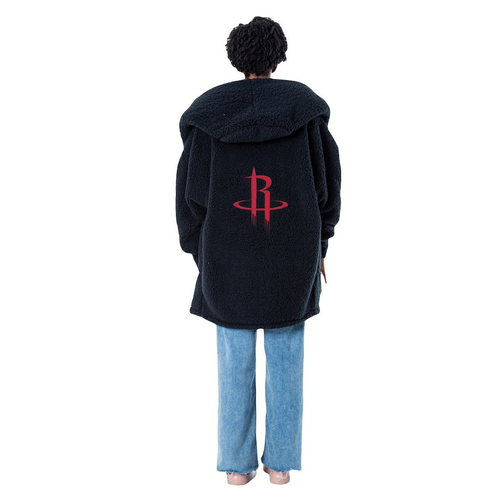 The Best Lounger in the World By Jill Martin Houston Rockets Unisex Black Oversized Open-Front Hoodie Sweater - NBA