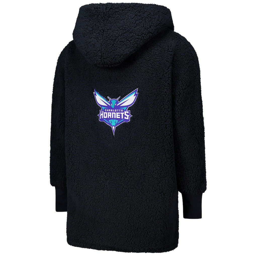 The Best Lounger in the World By Jill Martin Charlotte Hornets Unisex Black Oversized Open-Front Hoodie Sweater - NBA