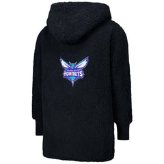 The Best Lounger in the World By Jill Martin Charlotte Hornets Unisex Black Oversized Open-Front Hoodie Sweater - NBA