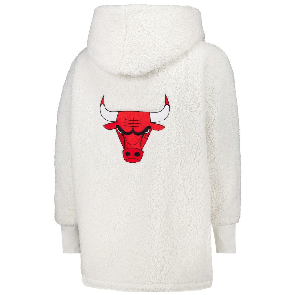 The Best Lounger in the World By Jill Martin Chicago Bulls Unisex Cream Oversized Open-Front Hoodie Sweater - NBA