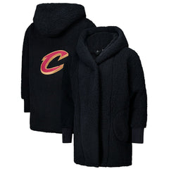 The Best Lounger in the World By Jill Martin Cleveland Cavaliers Unisex Black Oversized Open-Front Hoodie Sweater - NBA