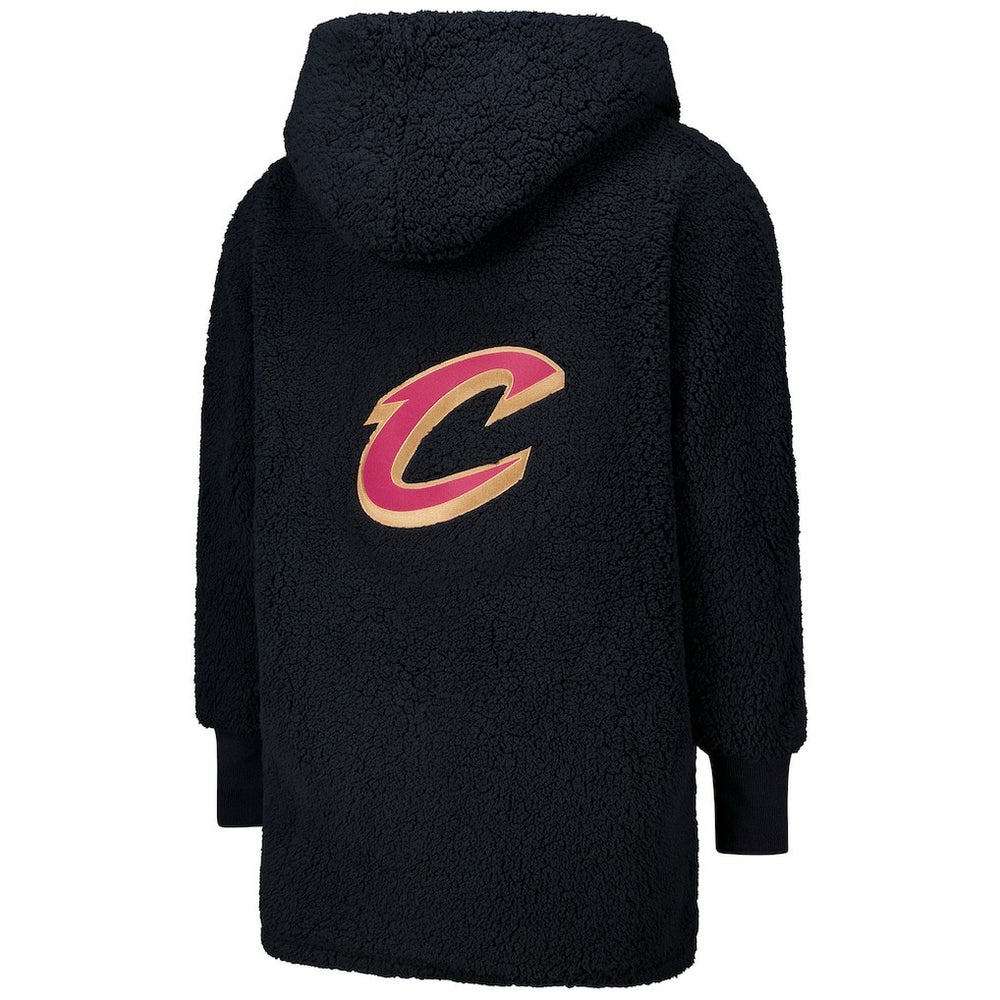The Best Lounger in the World By Jill Martin Cleveland Cavaliers Unisex Black Oversized Open-Front Hoodie Sweater - NBA