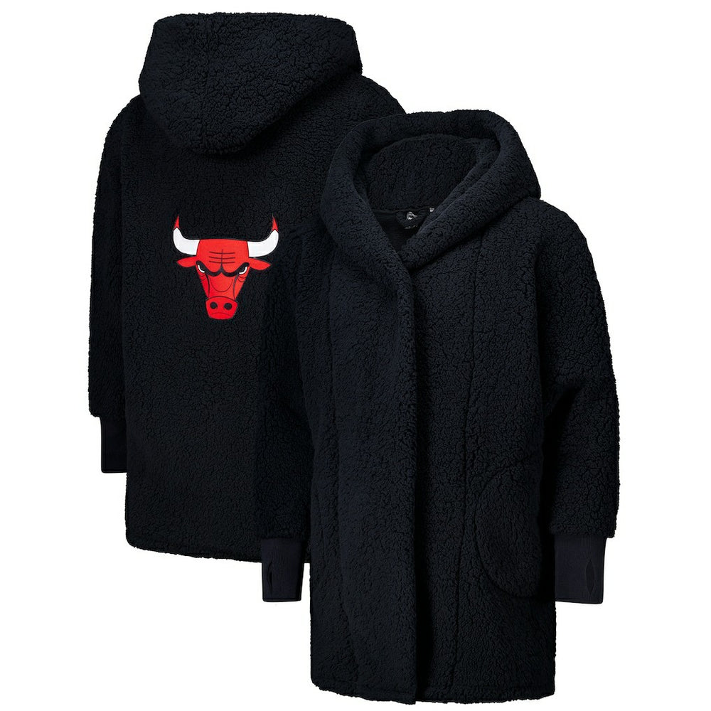 The Best Lounger in the World By Jill Martin Chicago Bulls Unisex Black Oversized Open-Front Hoodie Sweater - NBA