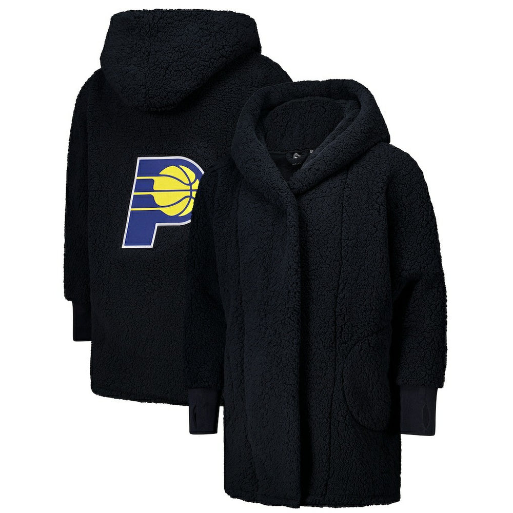 The Best Lounger in the World By Jill Martin Indiana Pacers Unisex Black Oversized Open-Front Hoodie Sweater - NBA