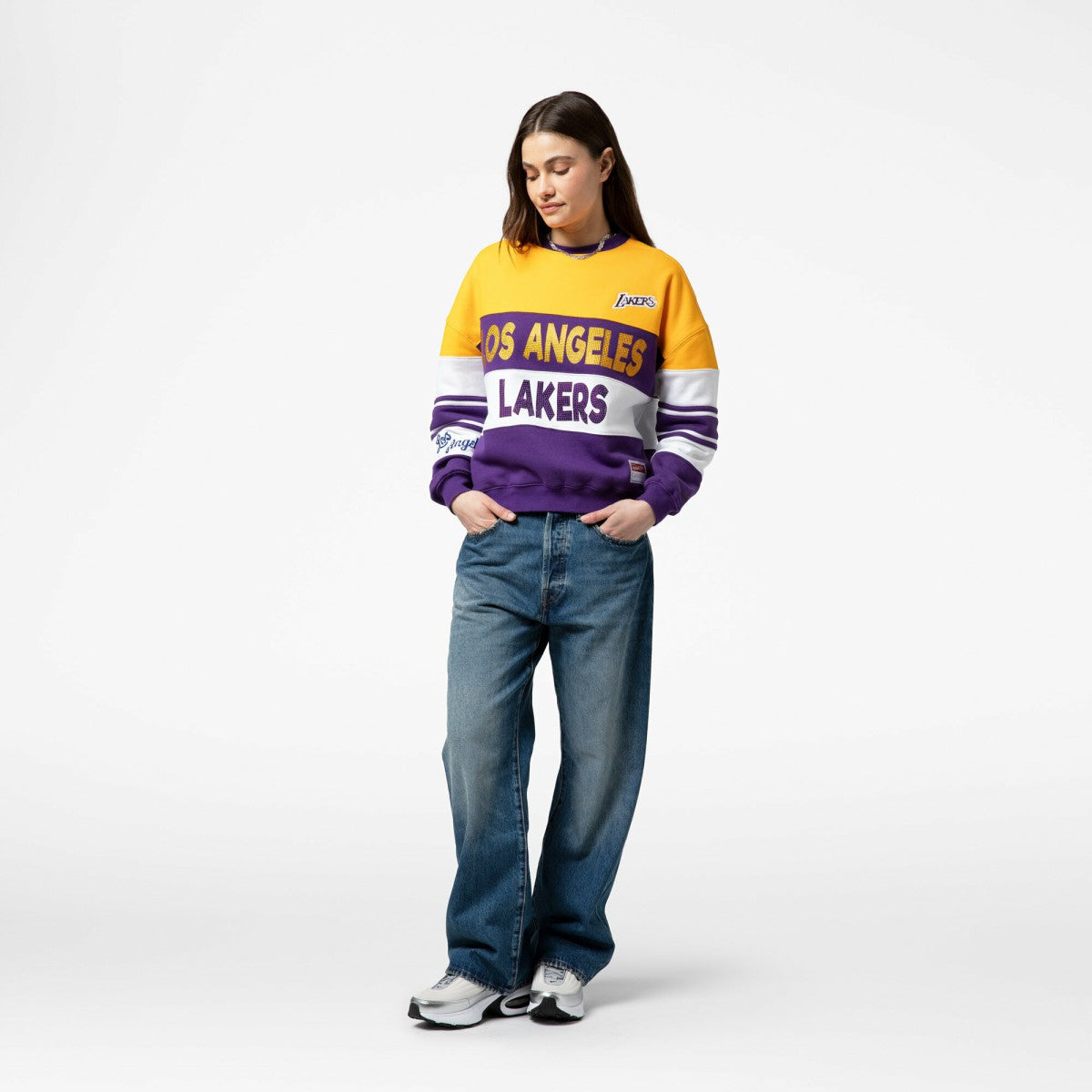 Los Angeles Lakers x DANNIJO Women's Blocked Pullover Sweatshirt Gold/Purple - NBA