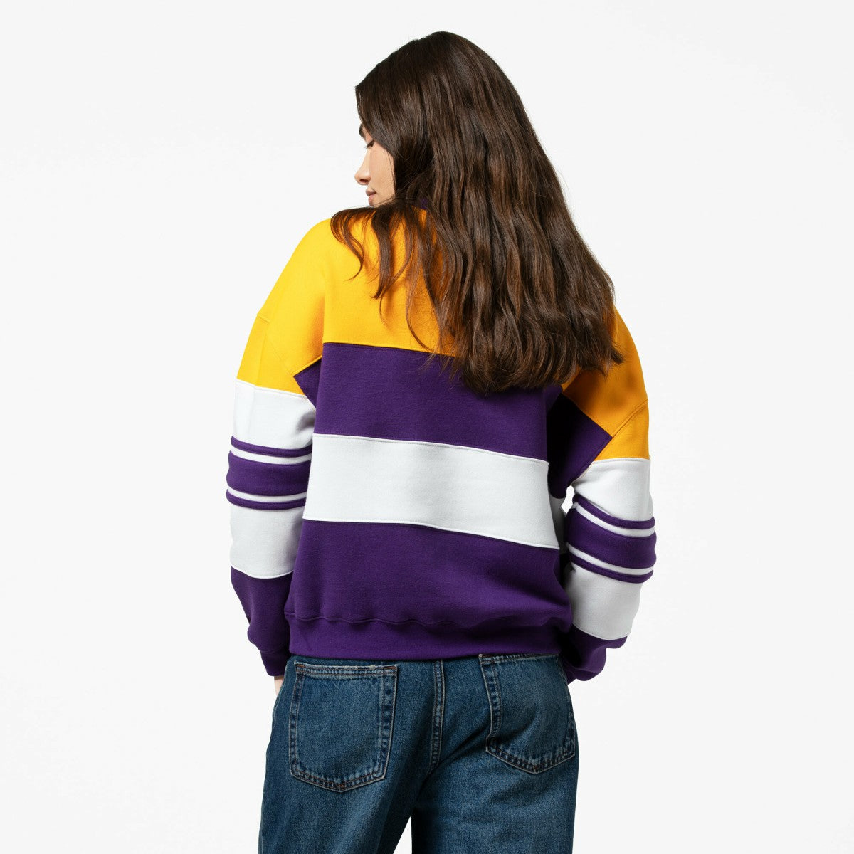 Los Angeles Lakers x DANNIJO Women's Blocked Pullover Sweatshirt Gold/Purple - NBA
