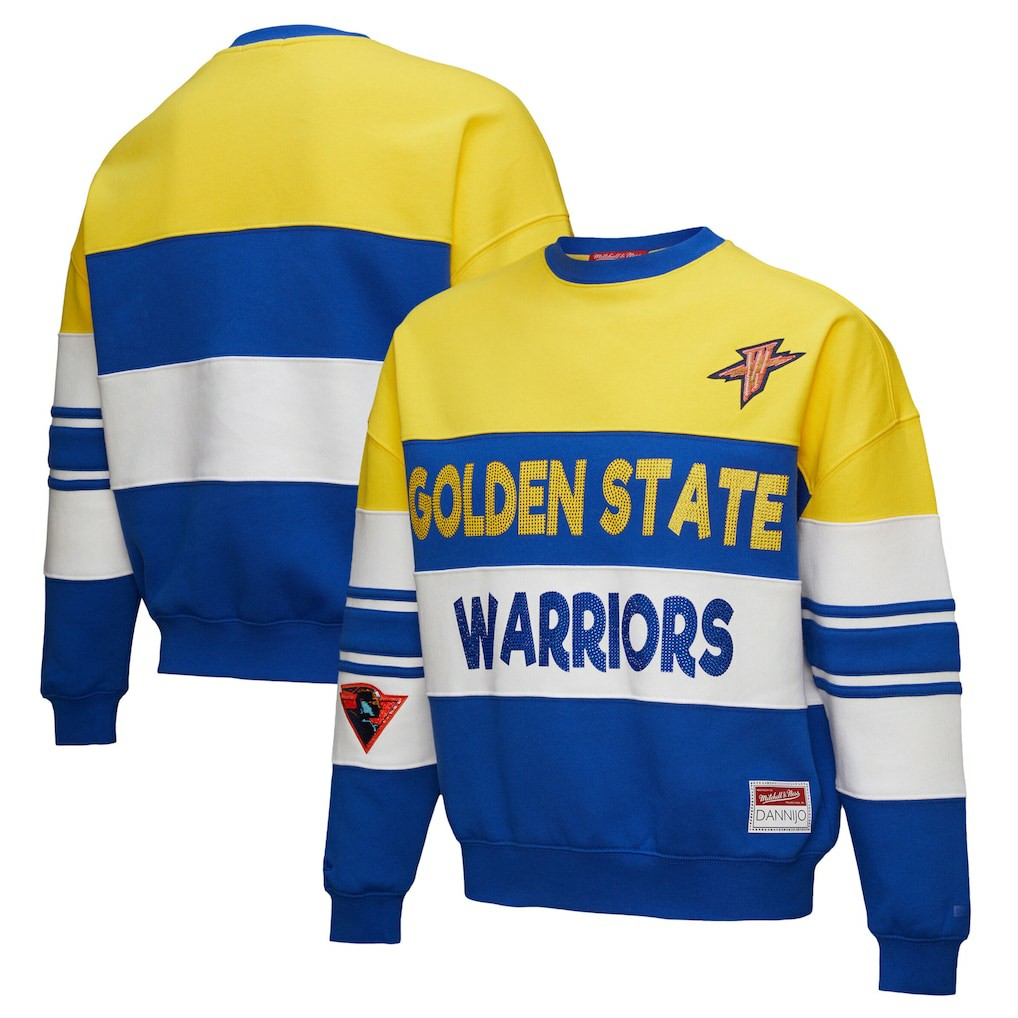Golden State Warriors x DANNIJO Women's Blocked Pullover Sweatshirt Gold/Royal - NBA