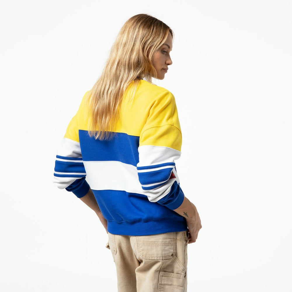 Golden State Warriors x DANNIJO Women's Blocked Pullover Sweatshirt Gold/Royal - NBA