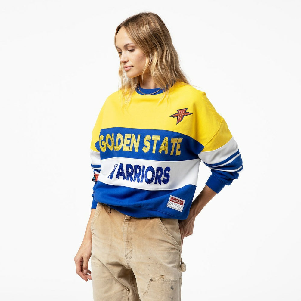 Golden State Warriors x DANNIJO Women's Blocked Pullover Sweatshirt Gold/Royal - NBA