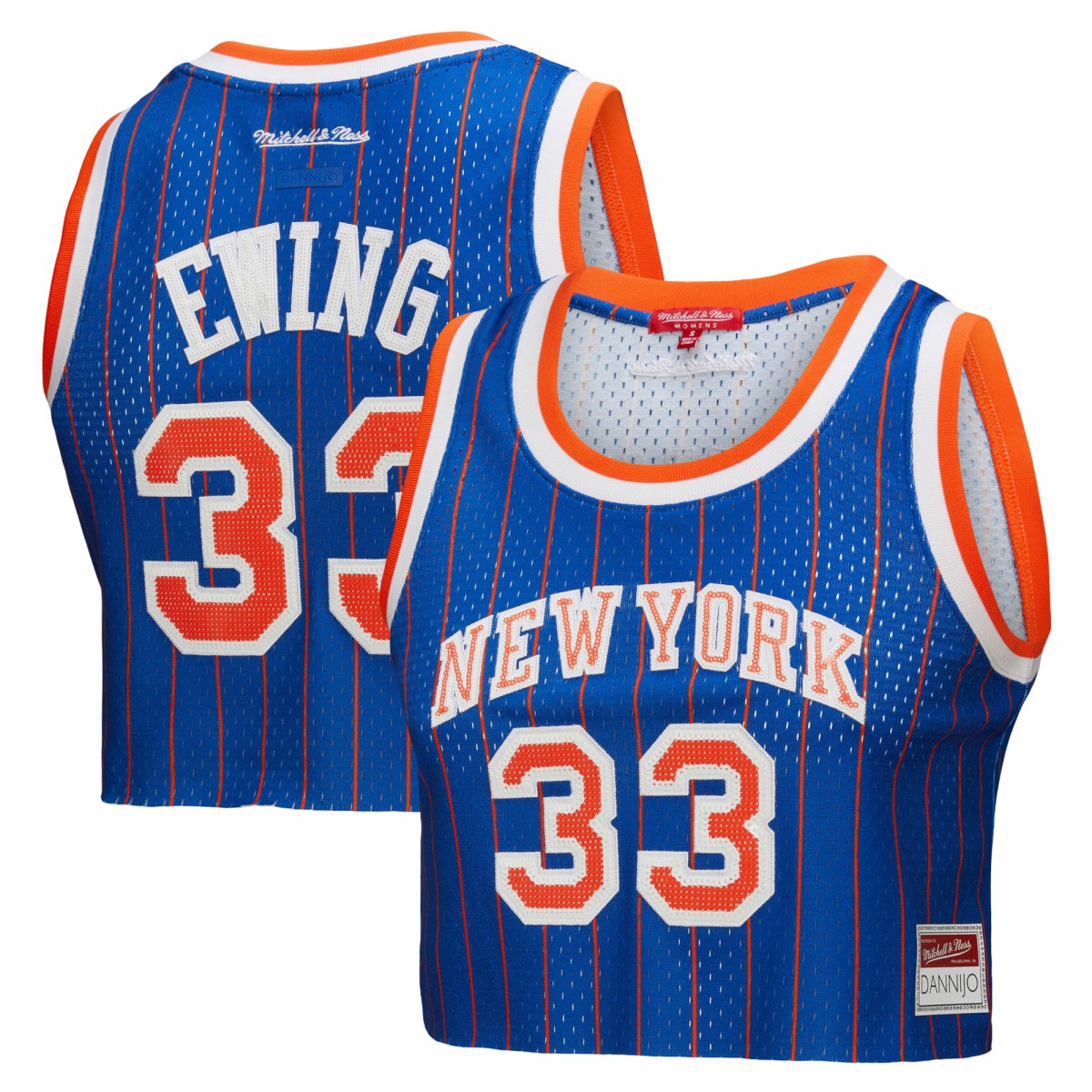 Patrick Ewing New York Knicks x DANNIJO Women's Fashion Cropped Basketball Jersey Royal - NBA
