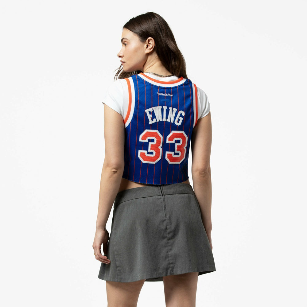 Patrick Ewing New York Knicks x DANNIJO Women's Fashion Cropped Basketball Jersey Royal - NBA