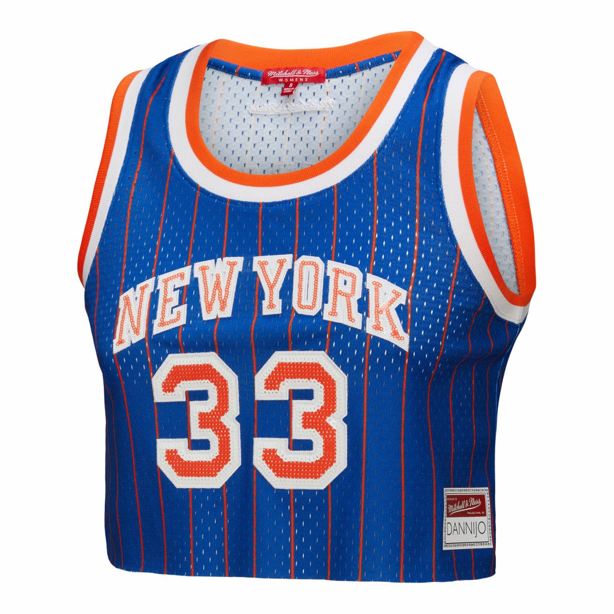 Patrick Ewing New York Knicks x DANNIJO Women's Fashion Cropped Basketball Jersey Royal - NBA