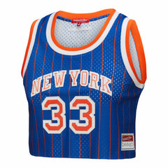 Patrick Ewing New York Knicks x DANNIJO Women's Fashion Cropped Basketball Jersey Royal - NBA