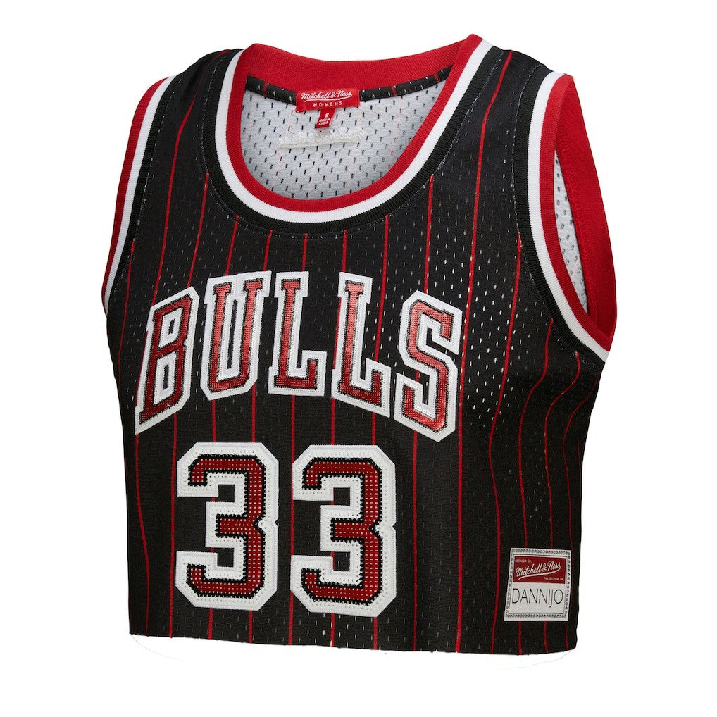 Scottie Pippen Chicago Bulls x DANNIJO Women's Fashion Cropped Basketball Jersey Black - NBA