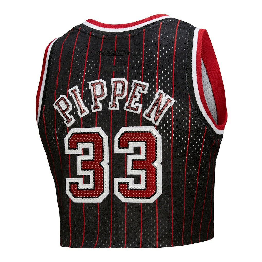 Scottie Pippen Chicago Bulls x DANNIJO Women's Fashion Cropped Basketball Jersey Black - NBA