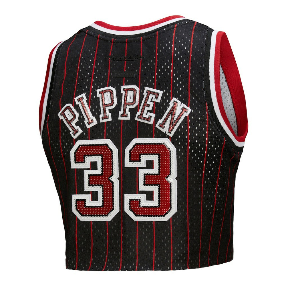 Scottie Pippen Chicago Bulls x DANNIJO Women's Fashion Cropped Basketball Jersey Black - NBA