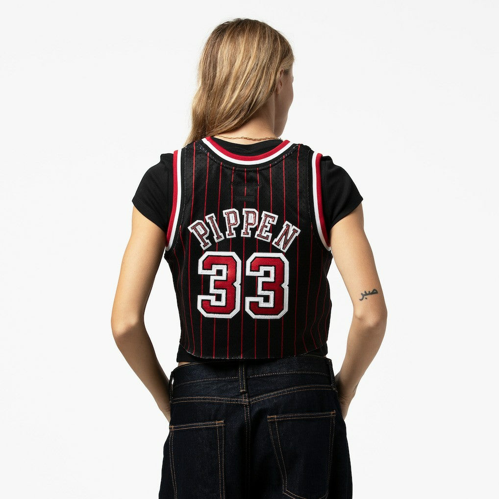 Scottie Pippen Chicago Bulls x DANNIJO Women's Fashion Cropped Basketball Jersey Black - NBA