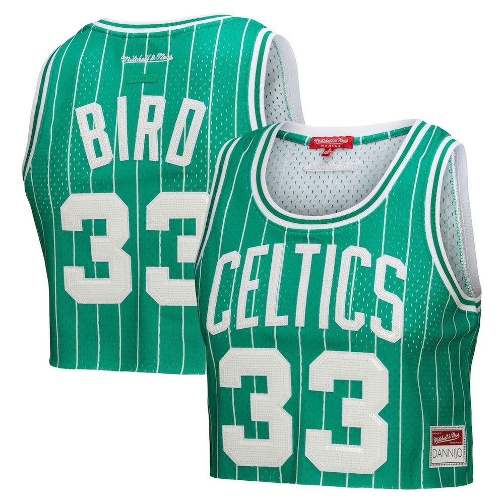 Larry Bird Boston Celtics x DANNIJO Women's Fashion Cropped Basketball Jersey Kelly Green - NBA