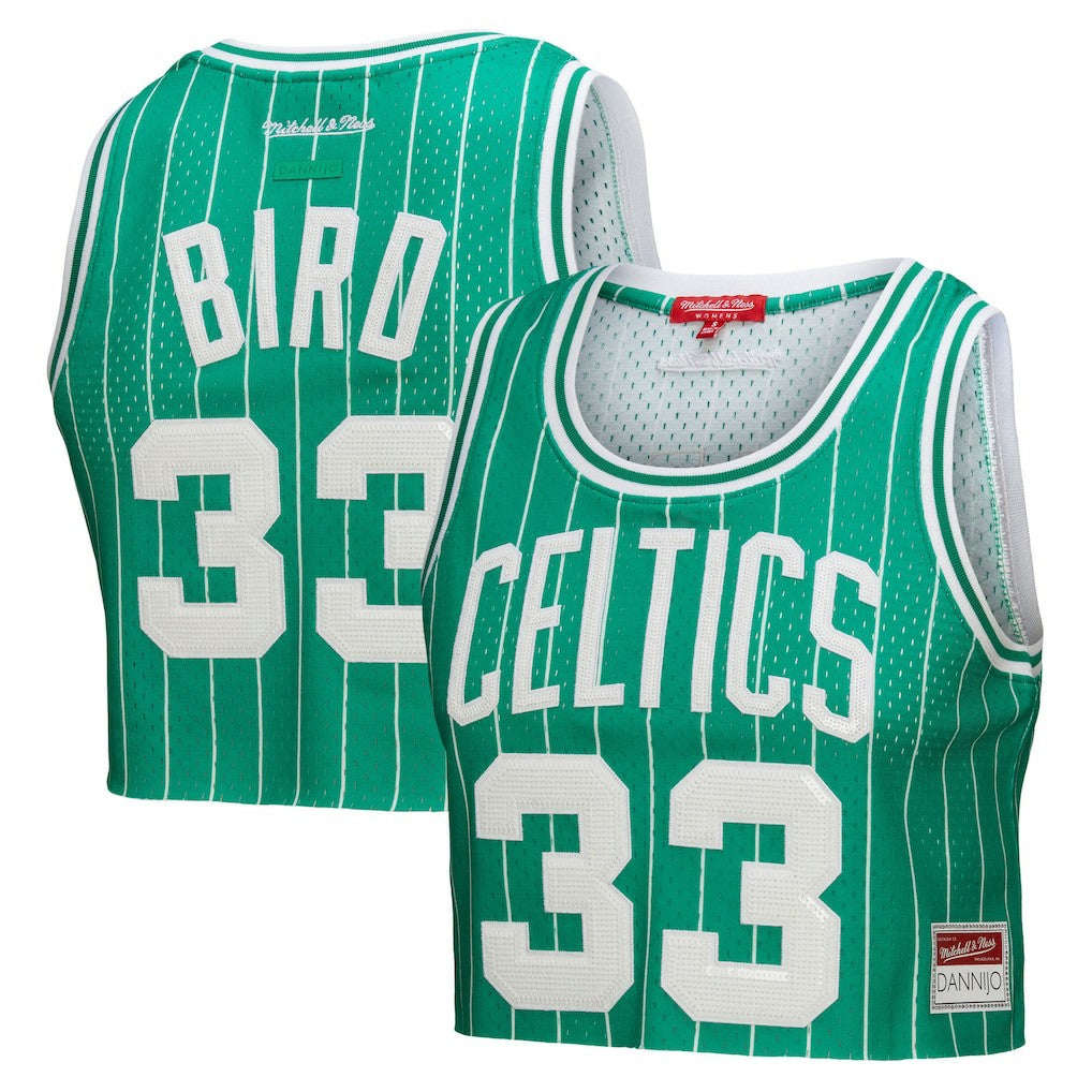 Larry Bird Boston Celtics x DANNIJO Women's Fashion Cropped Basketball Jersey Kelly Green - NBA