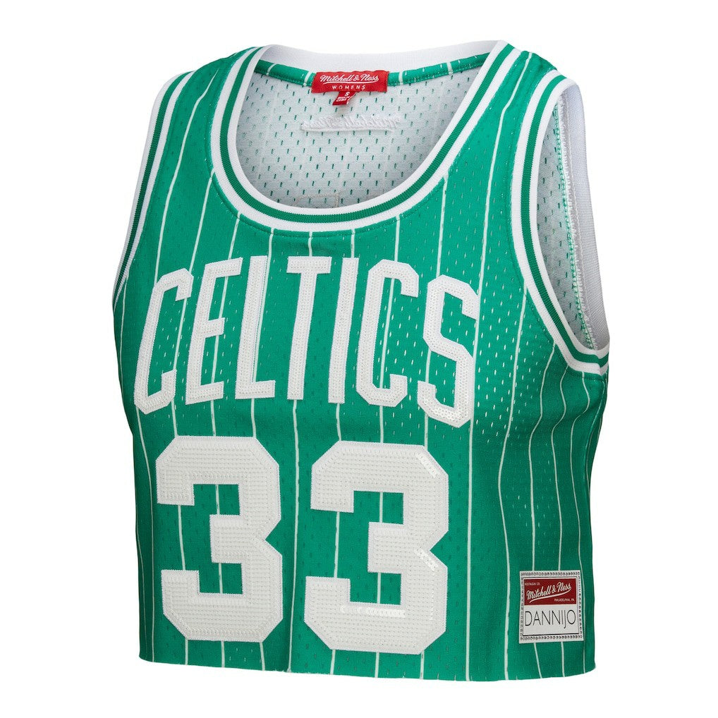 Larry Bird Boston Celtics x DANNIJO Women's Fashion Cropped Basketball Jersey Kelly Green - NBA