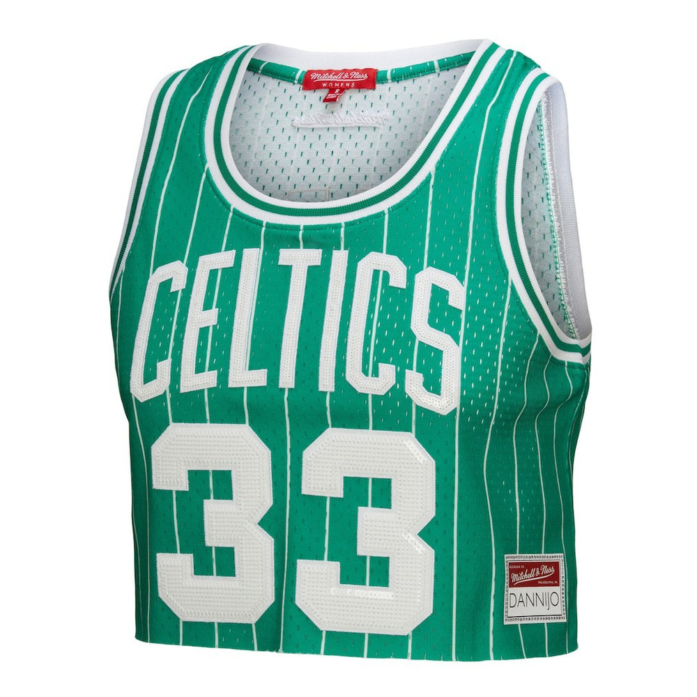 Larry Bird Boston Celtics x DANNIJO Women's Fashion Cropped Basketball Jersey Kelly Green - NBA
