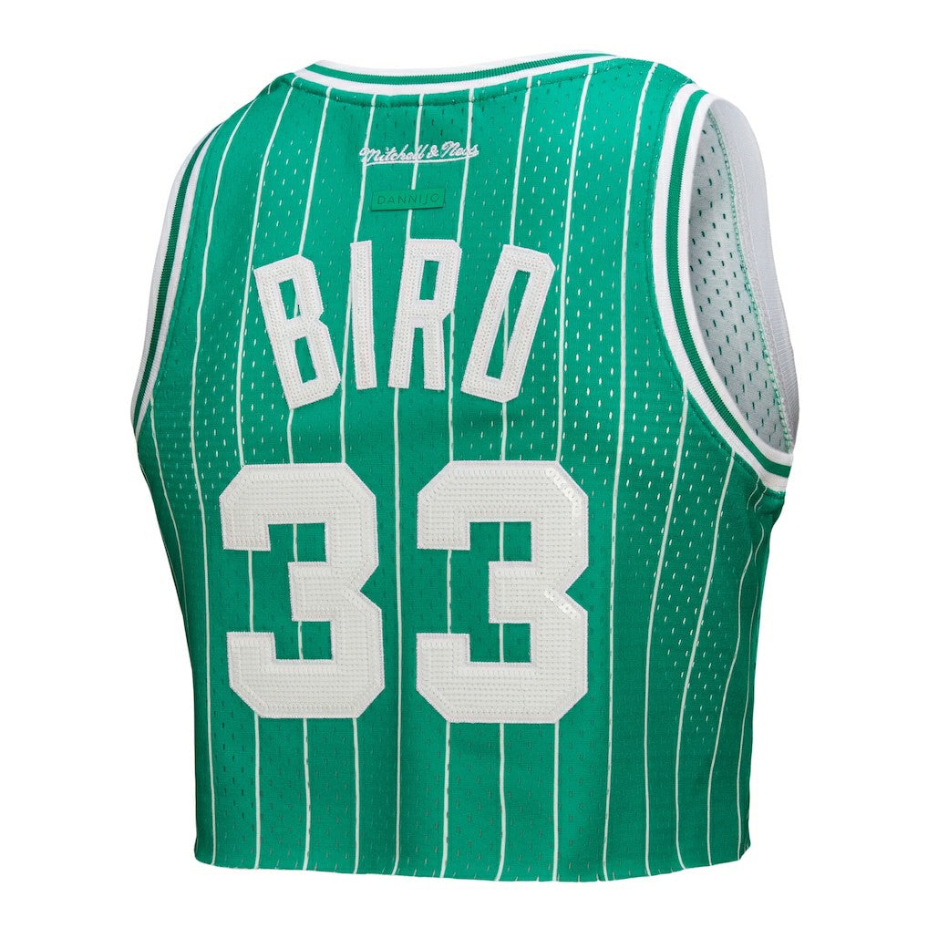 Larry Bird Boston Celtics x DANNIJO Women's Fashion Cropped Basketball Jersey Kelly Green - NBA