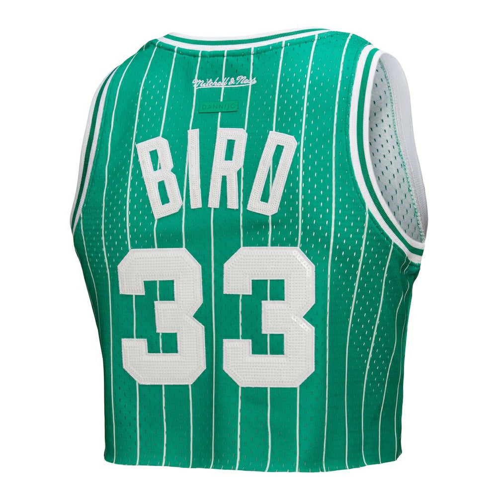 Larry Bird Boston Celtics x DANNIJO Women's Fashion Cropped Basketball Jersey Kelly Green - NBA