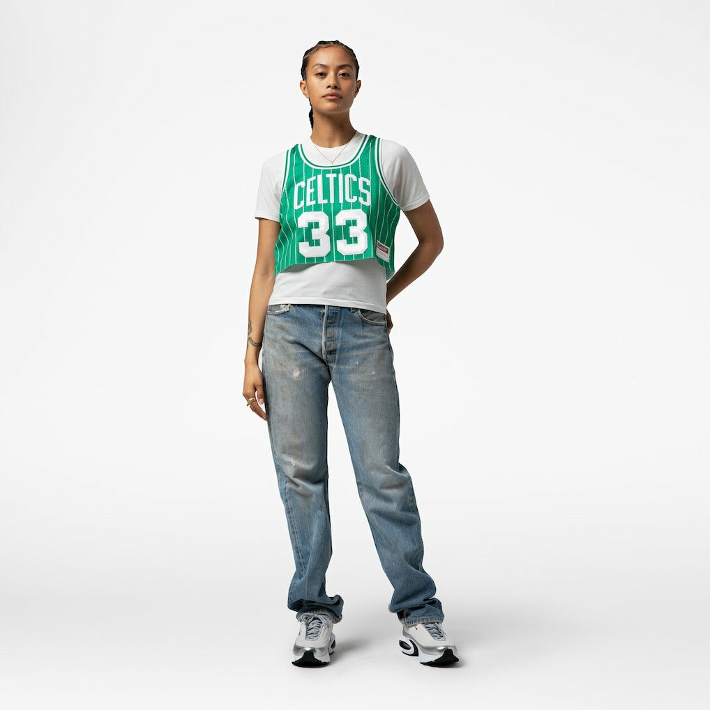 Larry Bird Boston Celtics x DANNIJO Women's Fashion Cropped Basketball Jersey Kelly Green - NBA