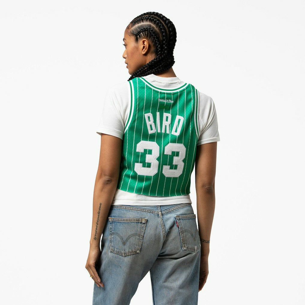 Larry Bird Boston Celtics x DANNIJO Women's Fashion Cropped Basketball Jersey Kelly Green - NBA