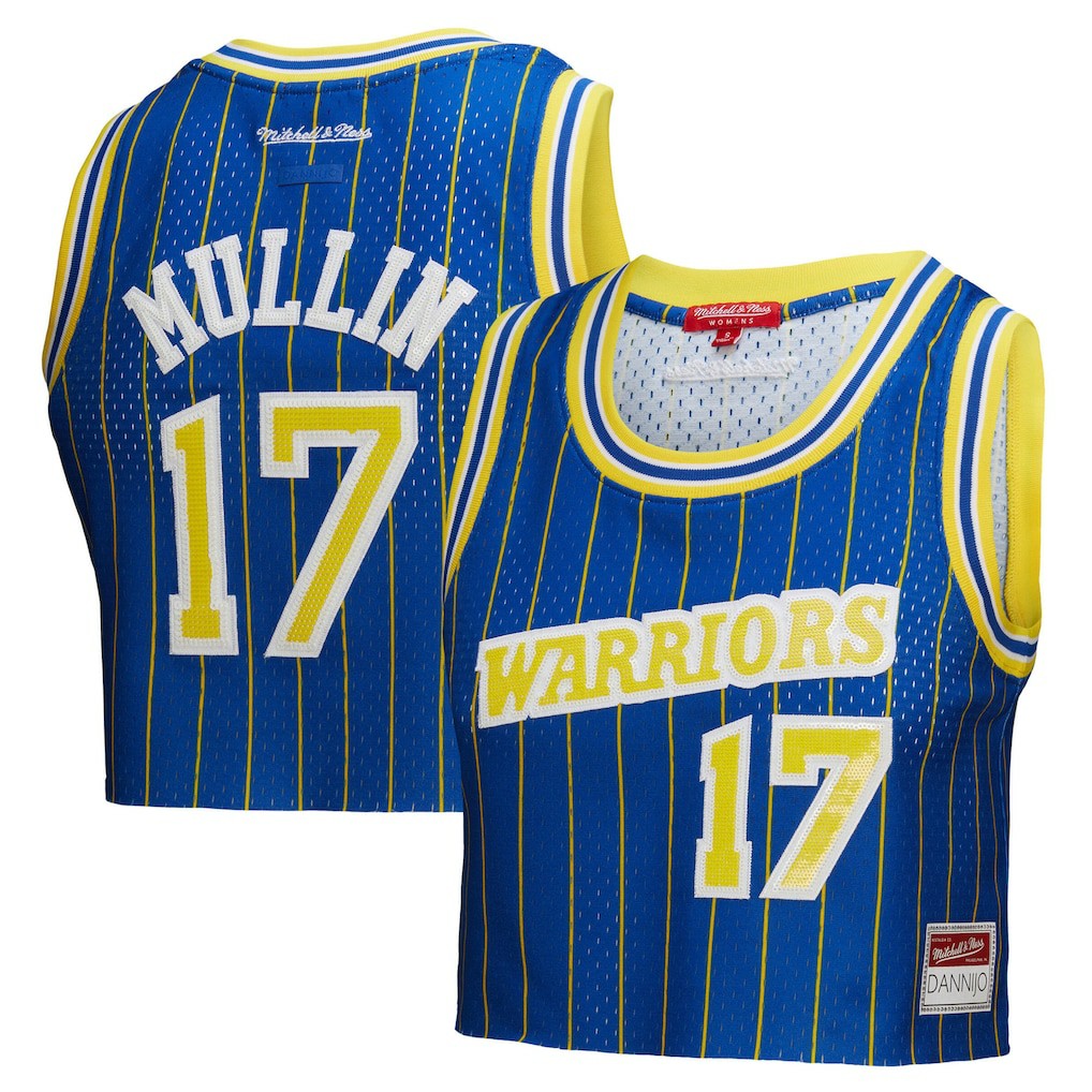 Chris Mullin Golden State Warriors x DANNIJO Women's Fashion Cropped Basketball Jersey Royal - NBA