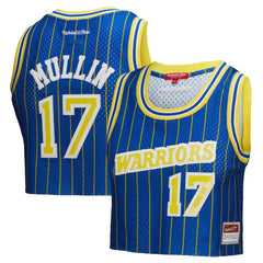 Chris Mullin Golden State Warriors x DANNIJO Women's Fashion Cropped Basketball Jersey Royal - NBA