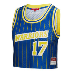 Chris Mullin Golden State Warriors x DANNIJO Women's Fashion Cropped Basketball Jersey Royal - NBA