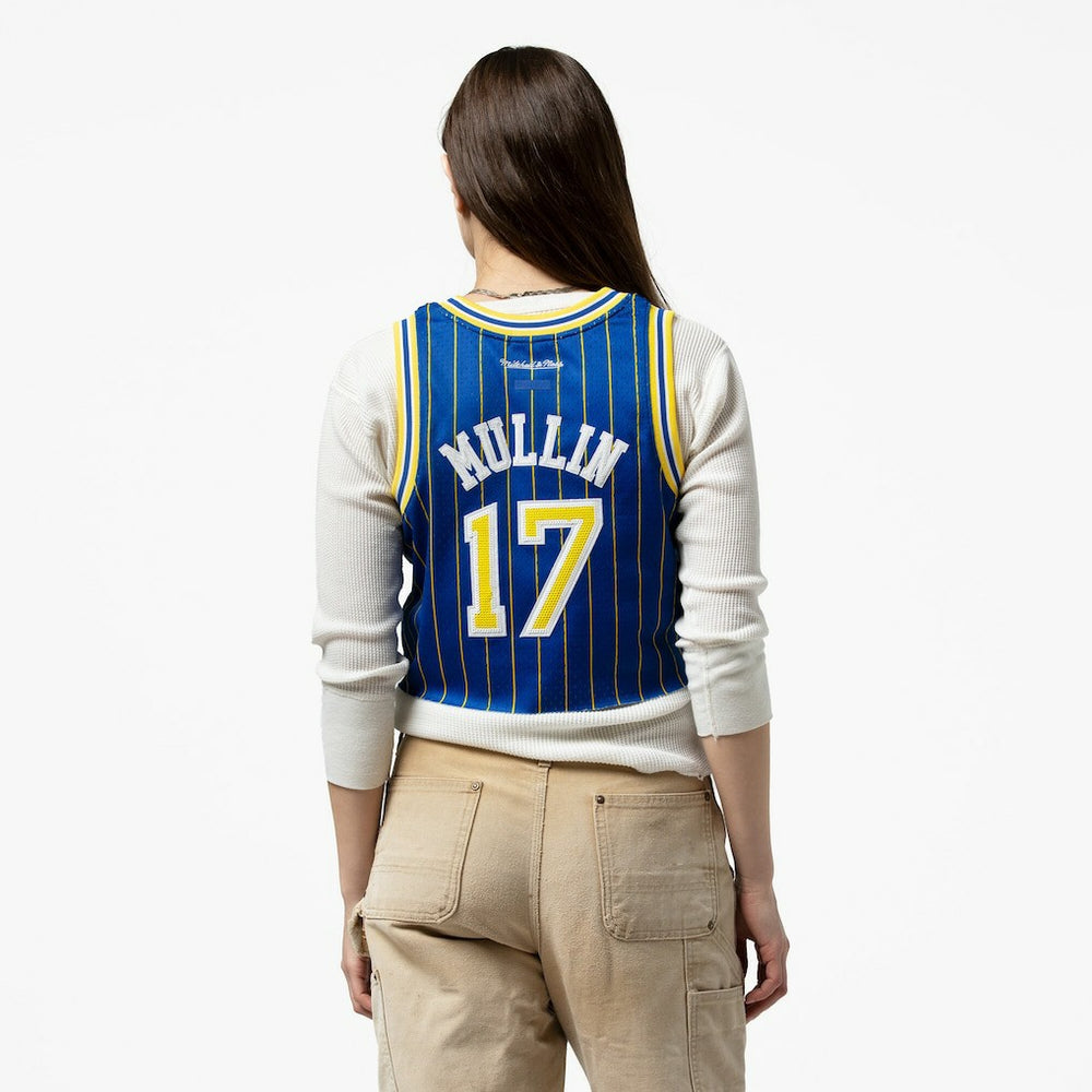 Chris Mullin Golden State Warriors x DANNIJO Women's Fashion Cropped Basketball Jersey Royal - NBA