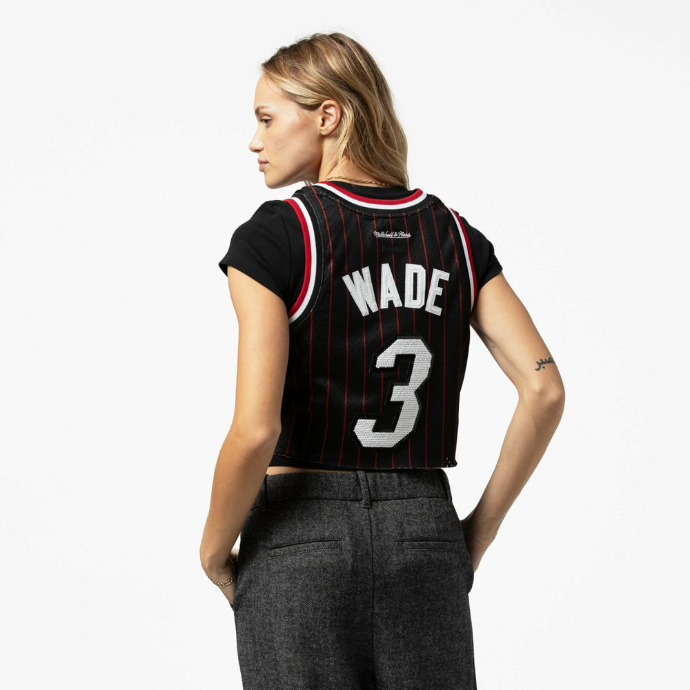 Dwyane Wade Miami Heat x DANNIJO Women's Fashion Cropped Basketball Jersey Black - NBA