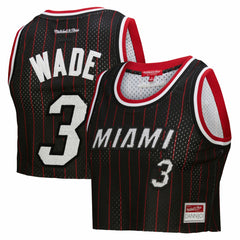 Dwyane Wade Miami Heat x DANNIJO Women's Fashion Cropped Basketball Jersey Black - NBA
