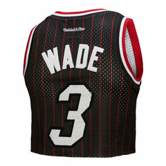Dwyane Wade Miami Heat x DANNIJO Women's Fashion Cropped Basketball Jersey Black - NBA
