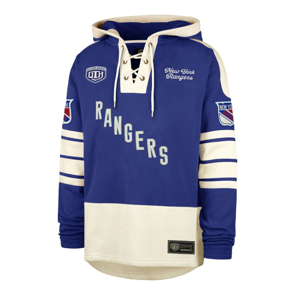 New York Rangers '47 Blue Line Heritage Lacer Pullover Hoodie - Blue - NHL
