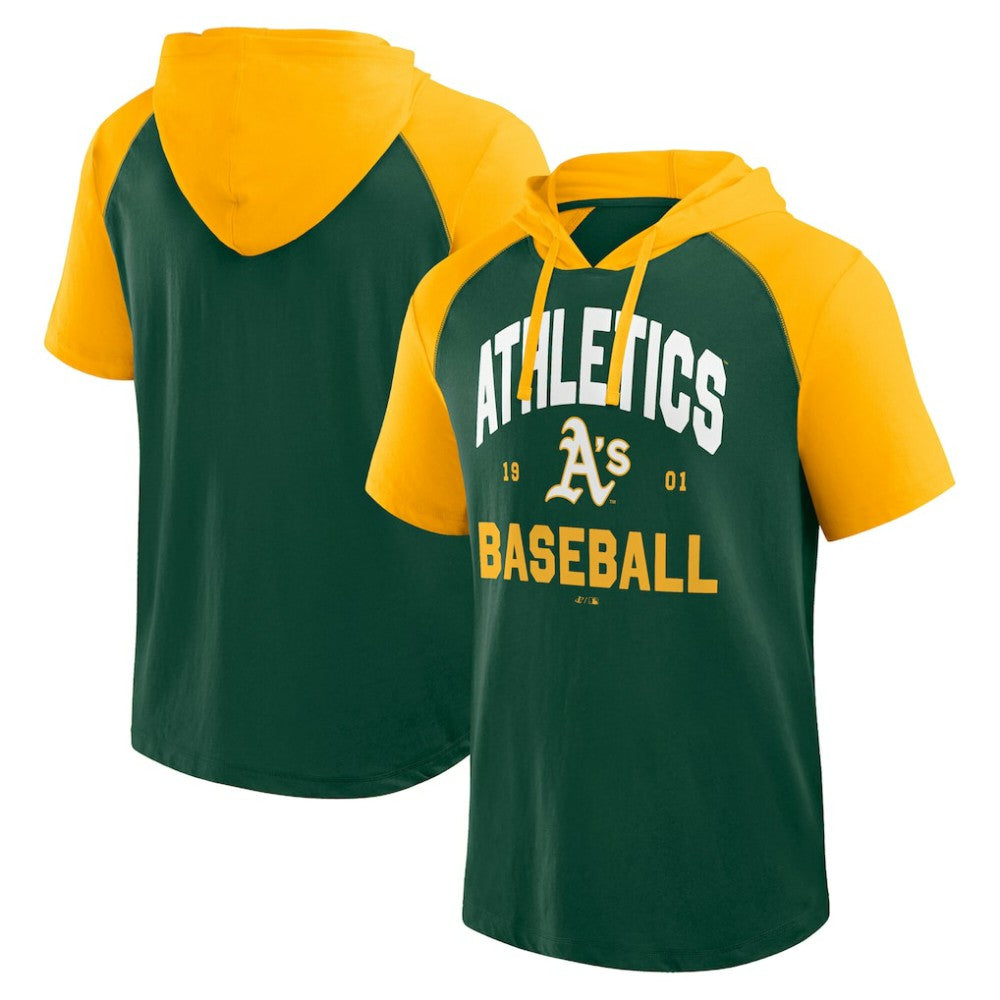 Athletics Logo Athletic Prime Raglan Short Sleeve Hoodie T-Shirt - MLB