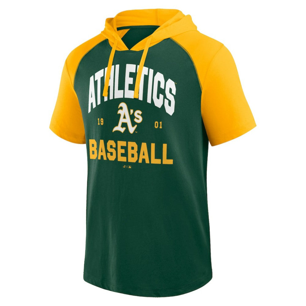 Athletics Logo Athletic Prime Raglan Short Sleeve Hoodie T-Shirt - MLB
