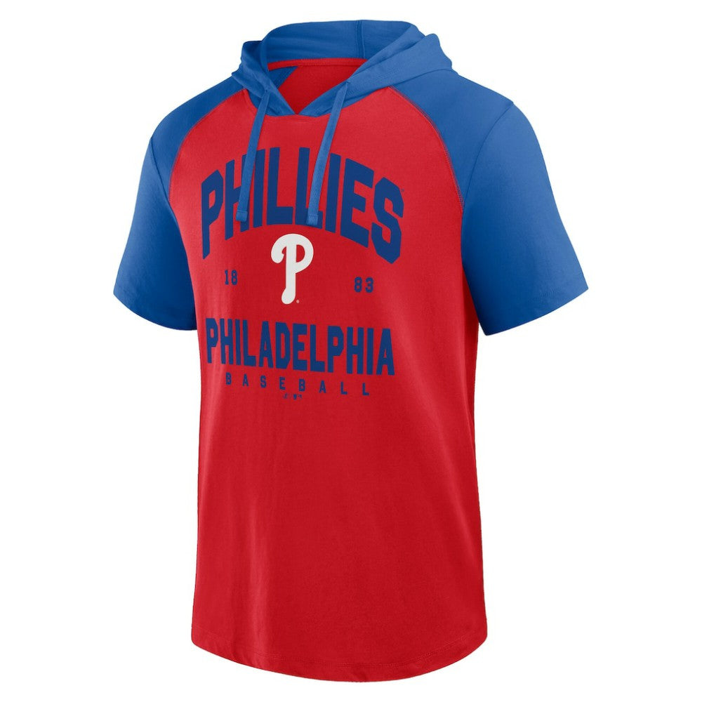Philadelphia Phillies Logo Athletic Prime Raglan Short Sleeve Hoodie T-Shirt - MLB