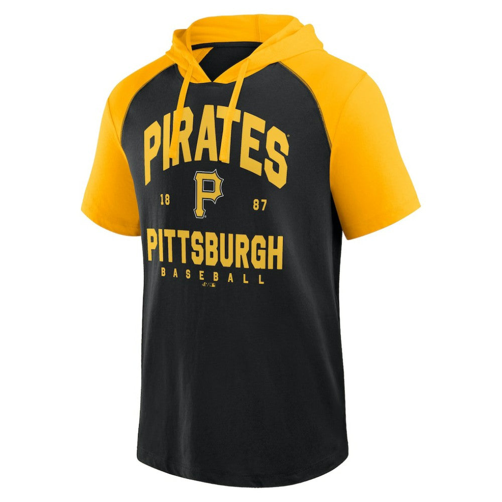 Pittsburgh Pirates Logo Athletic Prime Raglan Short Sleeve Hoodie T-Shirt - MLB