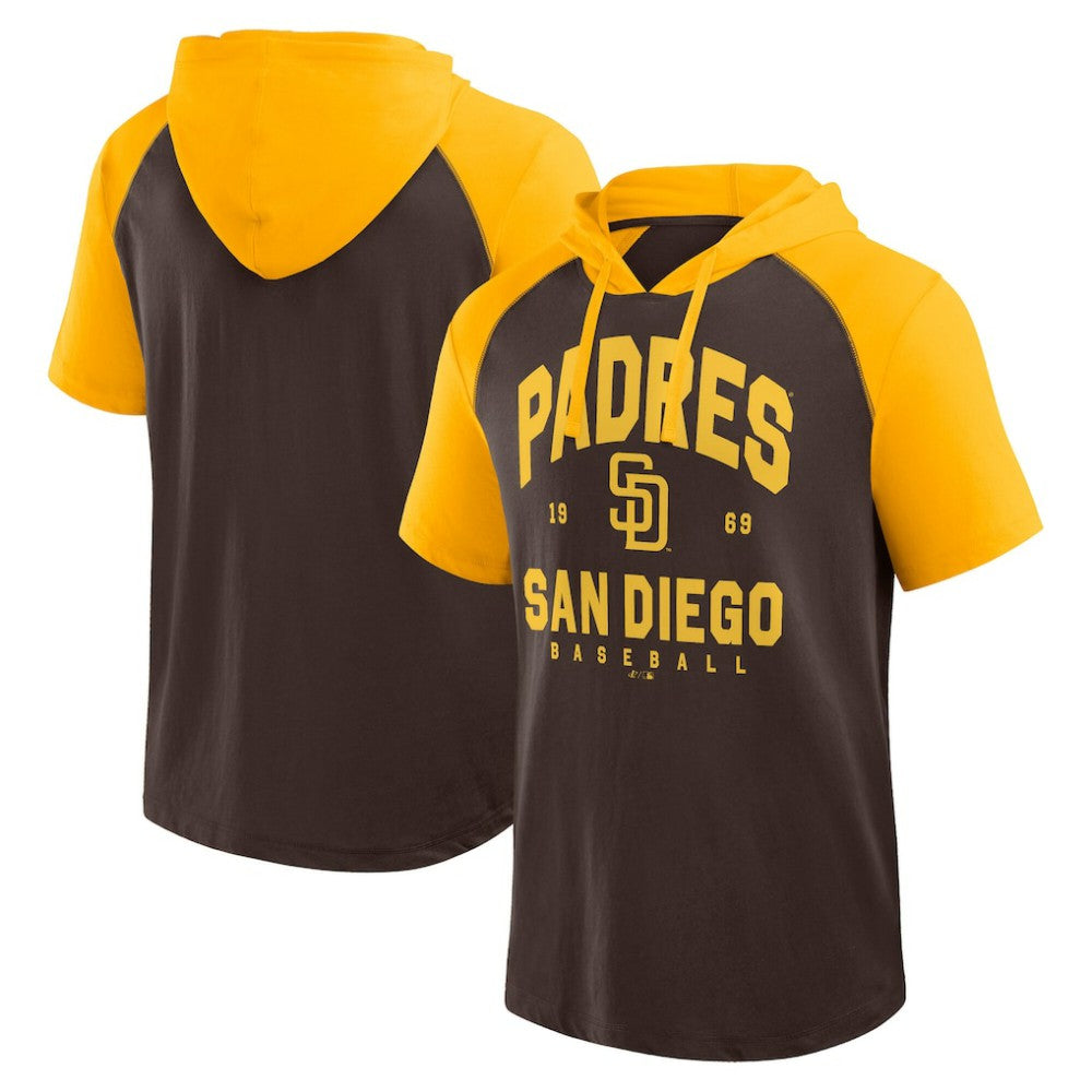 San Diego Padres Logo Athletic Prime Raglan Short Sleeve Hoodie T-Shirt - MLB